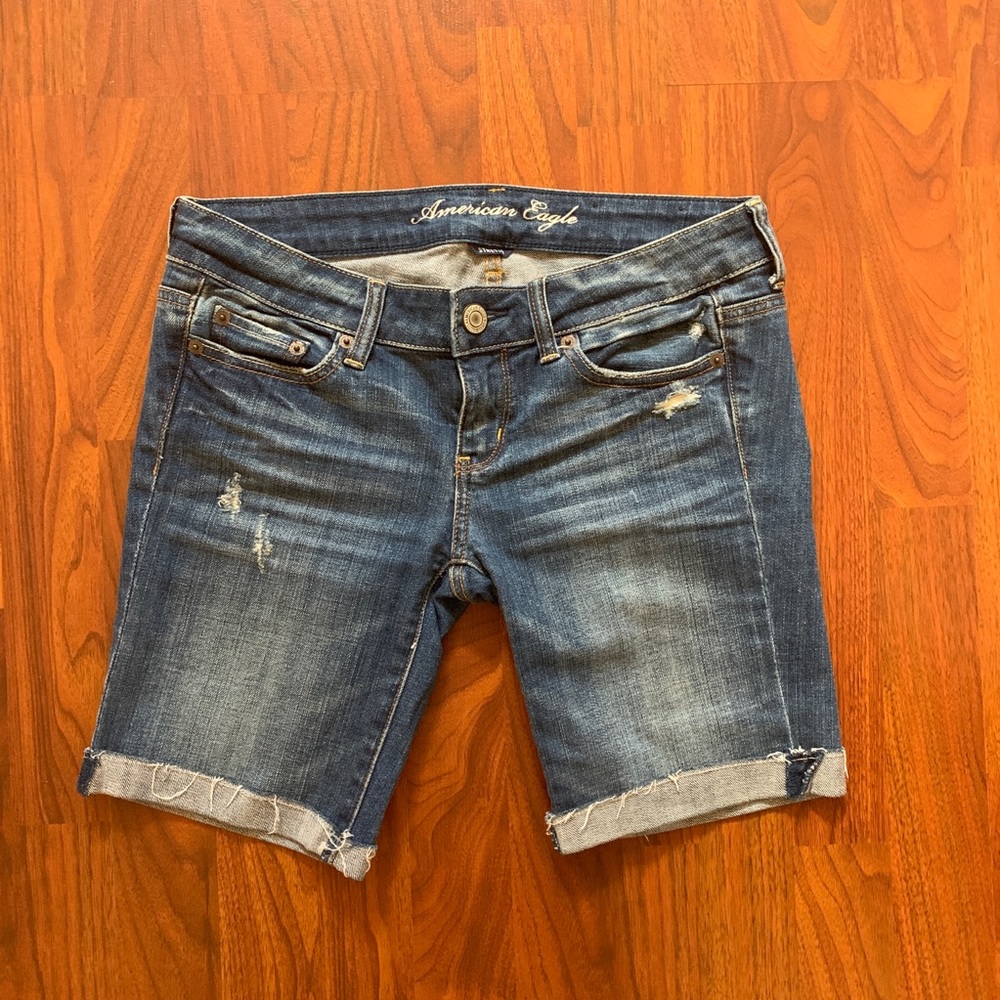 AEO Distressed Bermuda Shorts